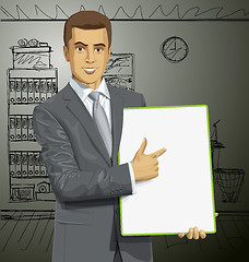 Image showing Vector Businessman With Empty Write Board