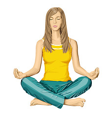 Image showing Vector woman meditating in lotus pose