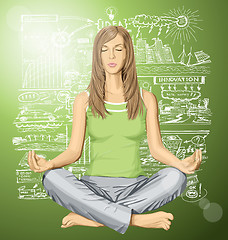 Image showing Vector woman meditating in lotus pose