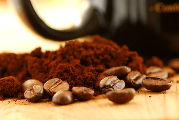 Image showing Coffee beans and ground coffee