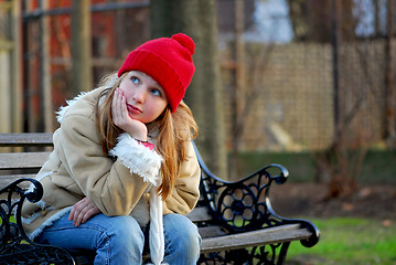 Image showing Girl on bench