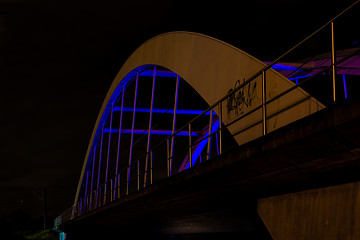 Image showing Railway bridge at night