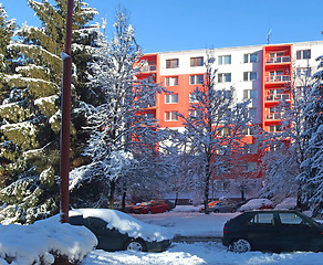 Image showing Apartment building in winter