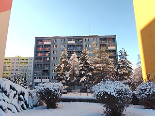 Image showing Apartment building in winter