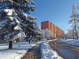 Image showing Apartment building in winter