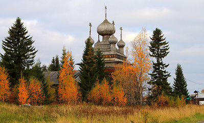 Image showing Ancient Russian Church in the autumn forest