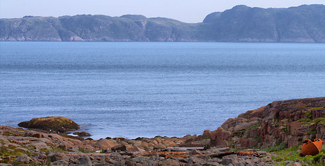 Image showing coast of Barents sea with bay