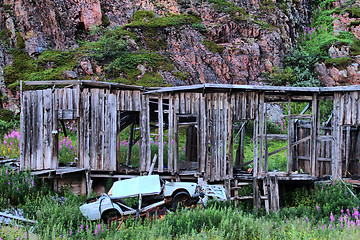 Image showing ruins of destroyed an abandoned wooden house