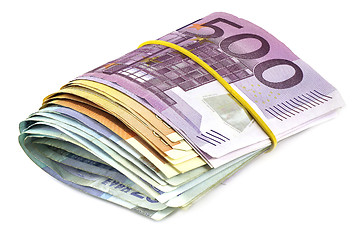 Image showing Pile of Euro banknotes