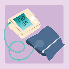 Image showing Sphygmomanometer measures blood pressure readings of 120 80