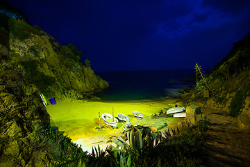 Image showing small bay of the Mediterranean, Tossa de Mar, Catalonia, Spain, 