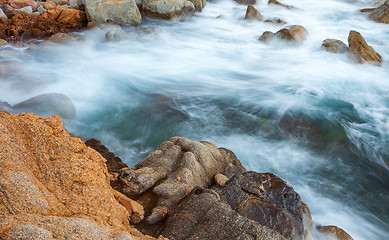 Image showing surf and coastal rocks