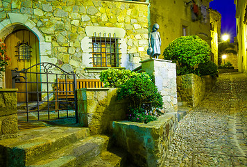 Image showing Night old street in the ancient town of medieval fortress Vila V