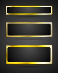 Image showing Golden metal banner frame. Vector border