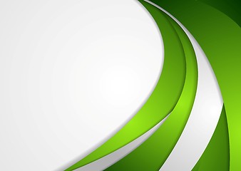 Image showing Green and grey corporate wavy background