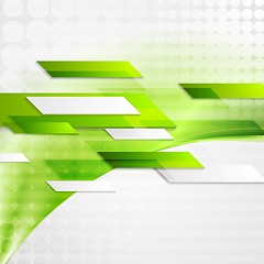 Image showing Abstract green tech wavy background