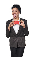 Image showing Business woman showing blank credit card