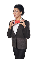 Image showing Business woman showing blank credit card