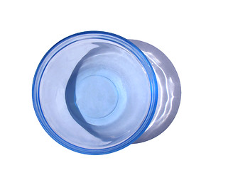 Image showing One blue glass bowl on white