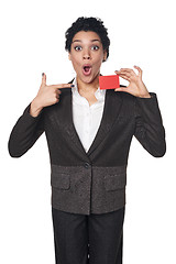 Image showing Business woman showing blank credit card