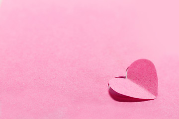 Image showing Pink paper hearts and pink background