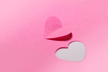 Image showing Pink paper hearts and pink background