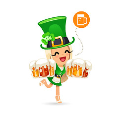 Image showing Waitress on the Patricks Day Party