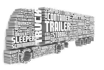 Image showing 3d words shaping a truck with trailer front view