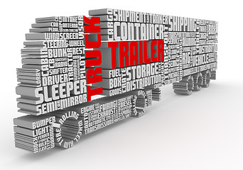 Image showing 3d words shaping a truck with trailer front view