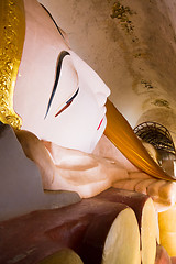 Image showing Reclining Buddha at Manuha Pagoda, Bagan, Myanmar.