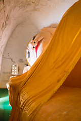 Image showing Reclining Buddha at Manuha Pagoda, Bagan, Myanmar.