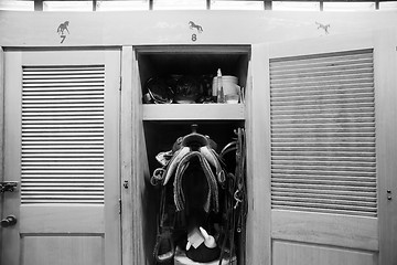 Image showing Horse Barn Gear Closet Racing Stable Paddock Tack Saddle