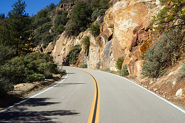 Image showing Two Lane Road Through Granite Rock King's Canyon California