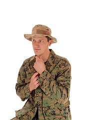 Image showing Soldier in camouflage uniform.