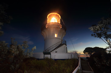 Image showing Nightfall at Sugarloaf Point Lighthouse