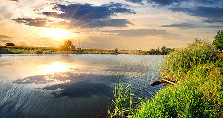 Image showing Clouds in river