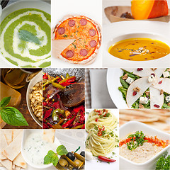 Image showing healthy and tasty Italian food collage