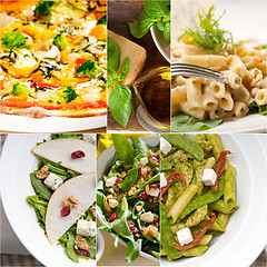 Image showing healthy and tasty Italian food collage