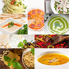 Image showing healthy and tasty Italian food collage