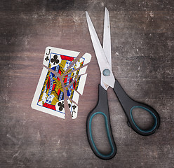 Image showing Concept of addiction, card with scissors