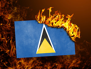 Image showing Flag burning - Saint Lucia