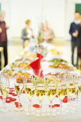 Image showing Banquet event. Champagne on table.