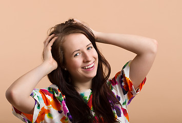 Image showing Fashion portrait of smiling beautiful young girl 