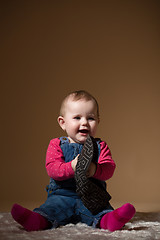 Image showing infant baby with black hat