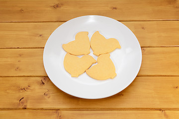 Image showing Four chick-shaped Easter cookies