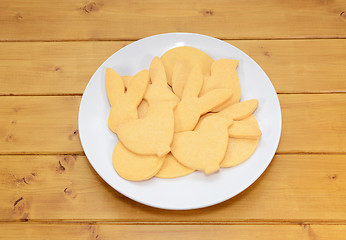 Image showing Pile of cookies in Easter-themed shapes