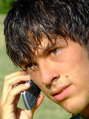 Image showing Young man with mobile