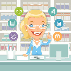Image showing Pharmacist Woman Behind the Counter