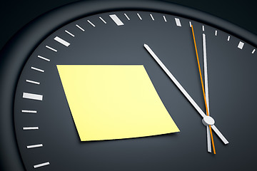 Image showing clock with sticky note