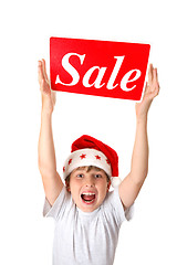 Image showing Excited boy with Sale Sign